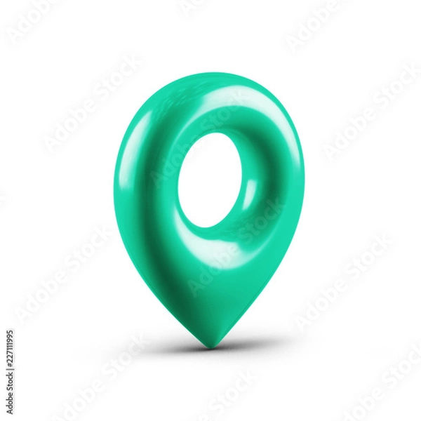 Fototapeta Green map pointer with a icon