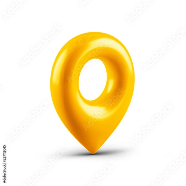 Fototapeta Yellow map pointer with a icon