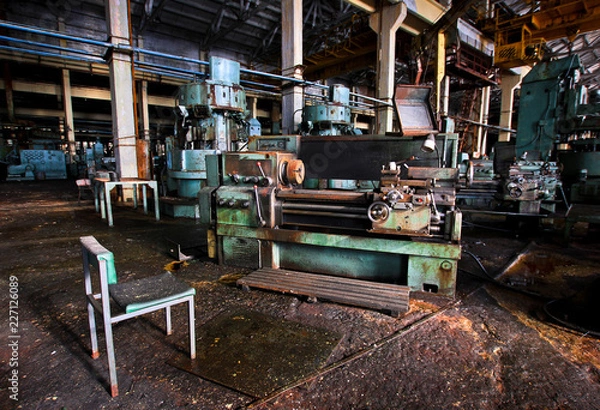 Obraz Machine at an abandoned machine-building factory