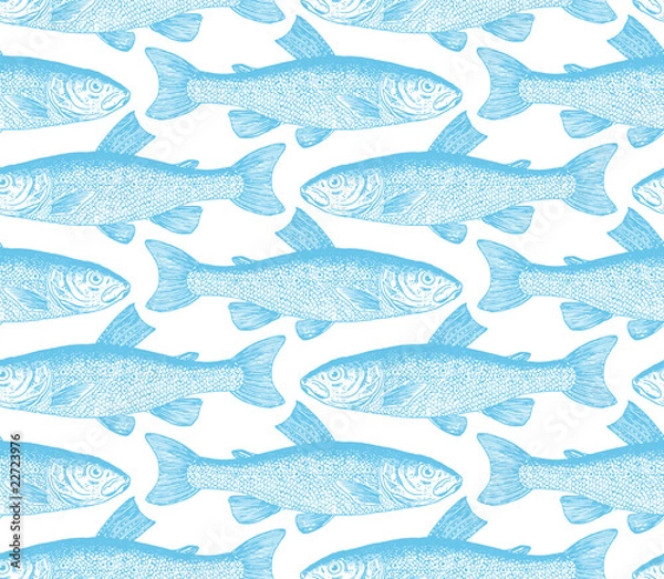 Obraz seamless vintage fish pattern (vector)