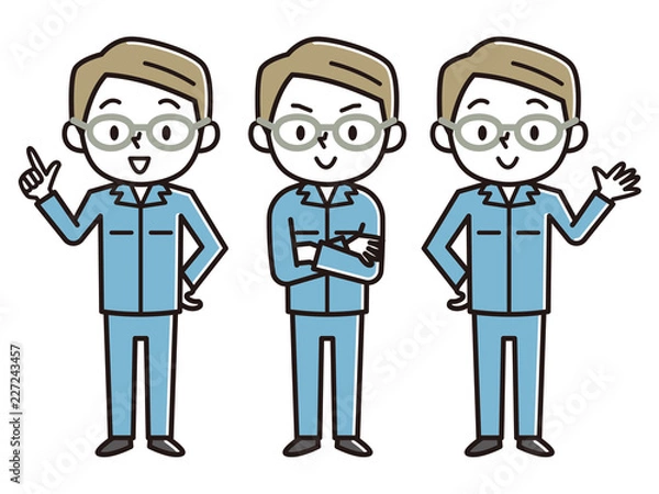 Fototapeta 作業着　男性　ポーズ