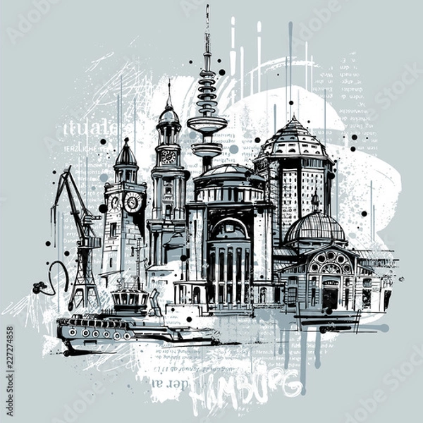 Fototapeta Ilustracja Hamburg