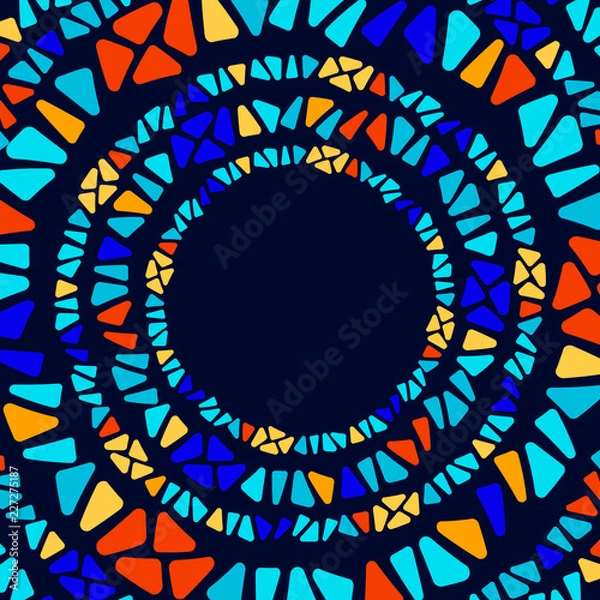 Obraz Colorful stained glass triangle shape mosaic geometric circle frame, vector