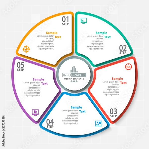 Fototapeta Abstract 3D Paper Infographics. Business template .Vector illustration