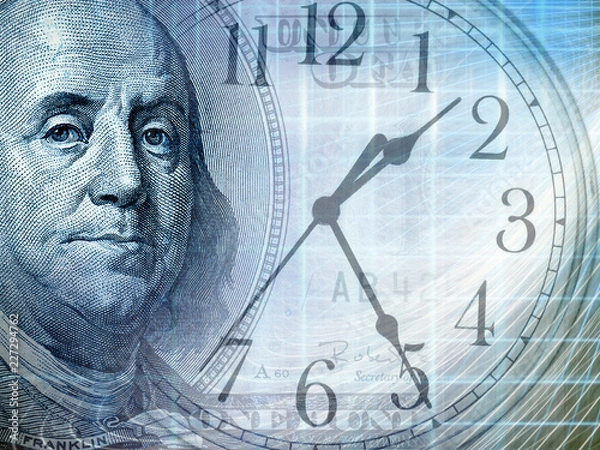 Obraz Conceptual time and money illustration with abstract structural lights