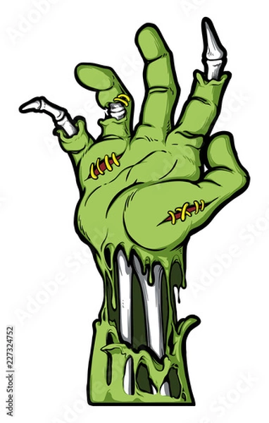 Obraz Severed zombie hand. Vector clip art. Halloween illustration. All in a single layer. 