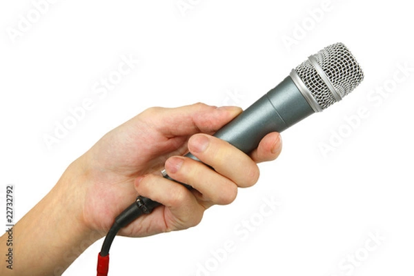 Fototapeta man's hand with microphon