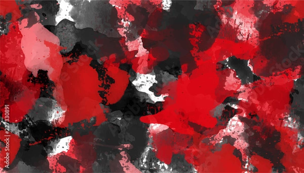 Fototapeta Czerwone i czarne tło. Atrament plamy grunge tekstury. Ilustracji wektorowych.