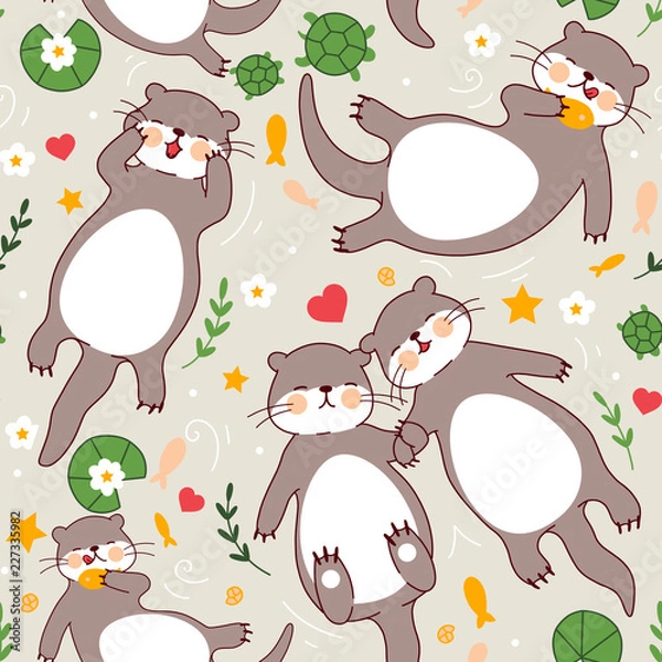 Obraz Significant otters seamless pattern