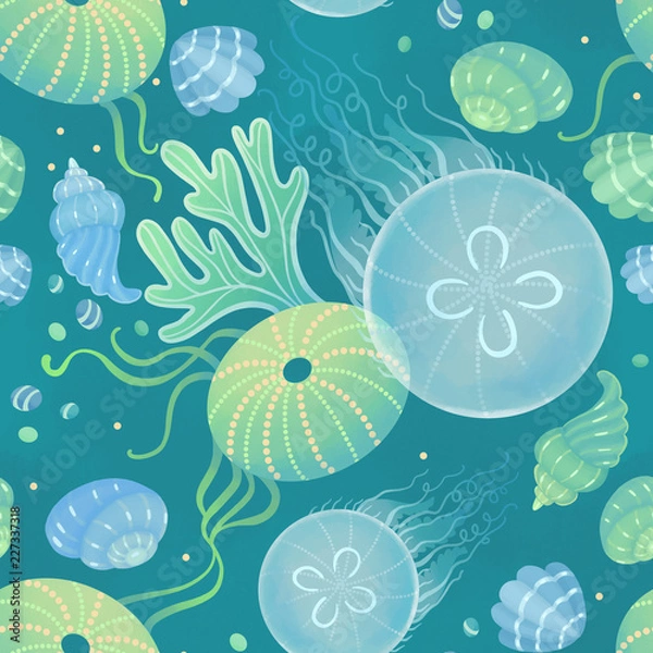 Obraz Ocean life - seamless pattern