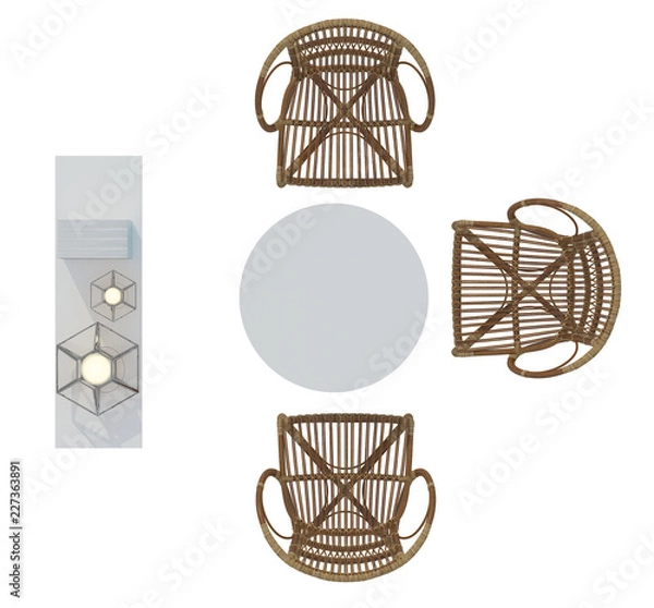 Obraz chair rattan  top view 