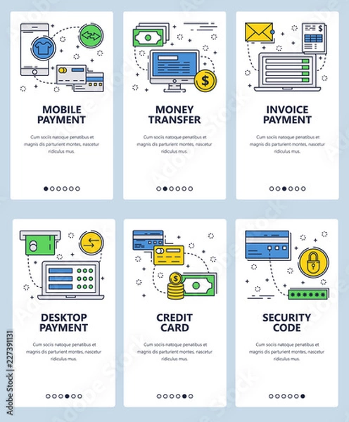 Fototapeta Vector line art web and mobile app template set