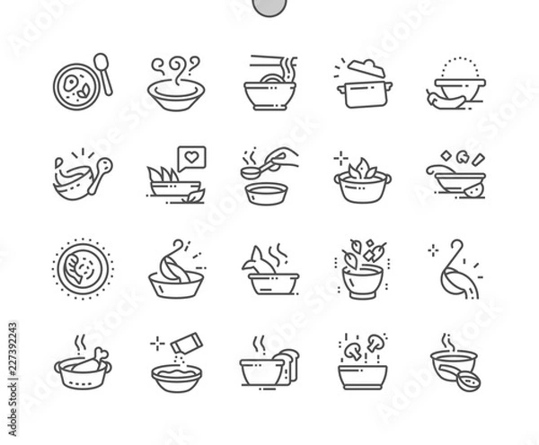 Obraz Soup Well-crafted Pixel Perfect Vector Thin Line Icons 30 2x Grid for Web Graphics and Apps. Simple Minimal Pictogram