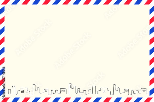Fototapeta エアメール　手描き　スカイライン