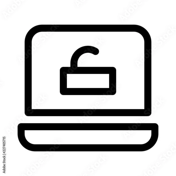 Fototapeta Notebook Unlock Security Protect Protection Secure vector icon