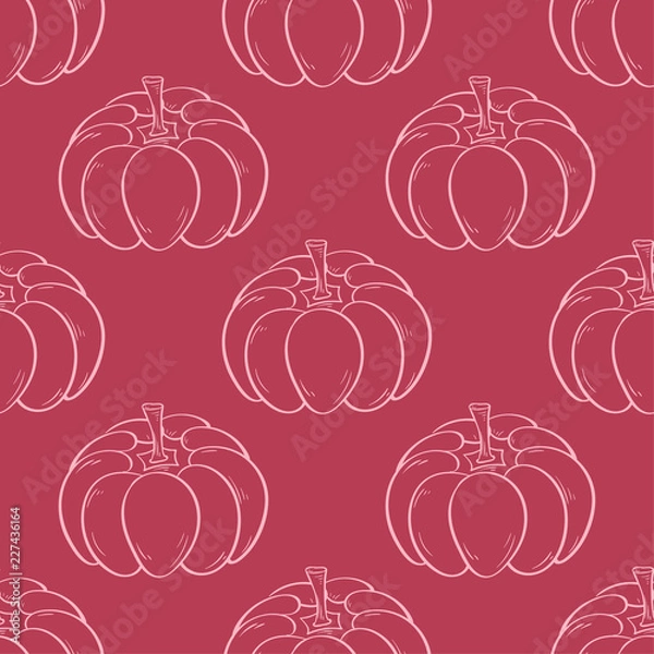 Obraz Halloween pumpkin pattern. Pink beige seamless background