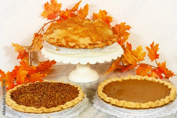 Fototapeta Apple, Pumpkin and Pecan Pie