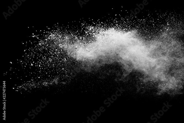 Obraz White powder explosion isolated on black background. 