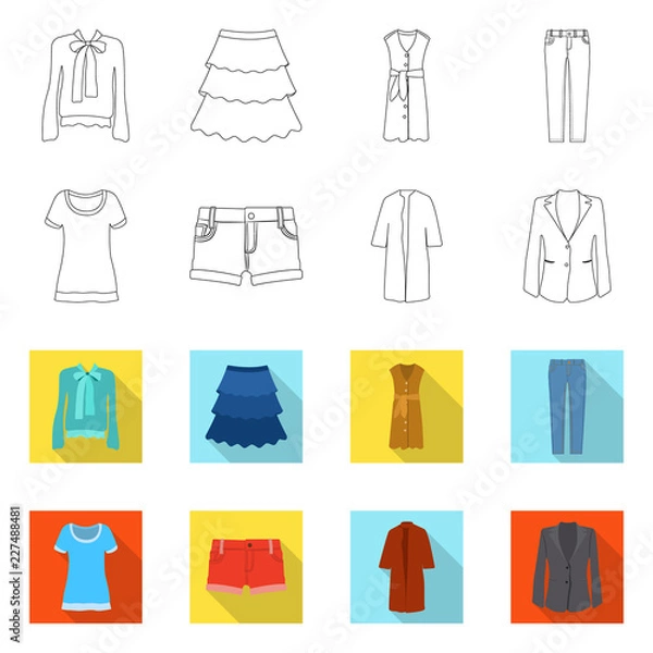 Fototapeta Vector design of woman and clothing icon. Collection of woman and wear vector icon for stock.