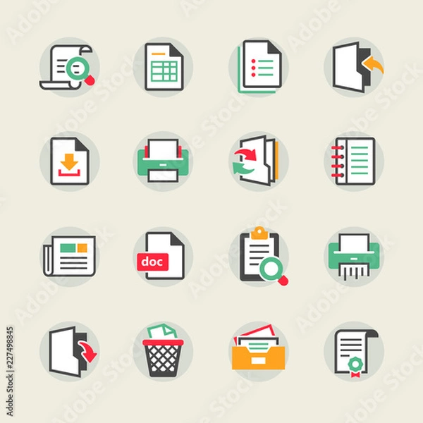 Fototapeta documents vector icon set