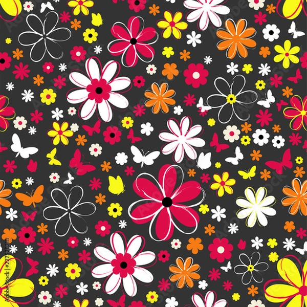 Fototapeta Bright floral pattern, vector illustration