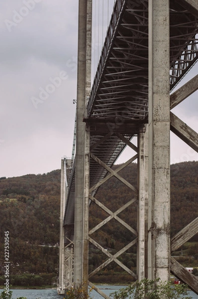 Fototapeta Under the Tjelsund Bru bridge, Lofoten Islands