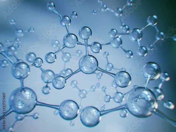 Fototapeta Science background with molecule or atom, Abstract structure for Science or medical background.