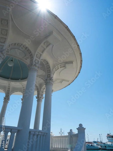 Fototapeta Architecture of the observation deck in the seaport on a sunny day