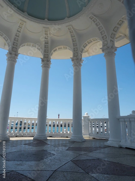 Fototapeta Architecture of the observation deck in the seaport on a sunny day