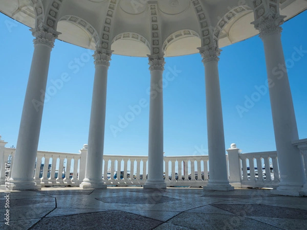 Fototapeta Architecture of the observation deck in the seaport on a sunny day
