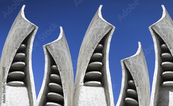 Fototapeta Abstract urbanistic background. Architecture, sculptures and shapes