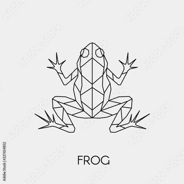 Obraz Geometryczna żaba. Wieloboczne liniowe streszczenie zwierząt. Ilustracji wektorowych