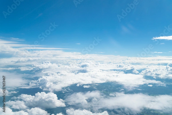 Fototapeta beautiful blue sky with cloud. Blue sky with clouds for background. Skyline View above the Clouds from air plane