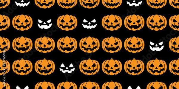 Fototapeta pumpkin seamless pattern Halloween vector ghost spooky scarf isolated repeat wallpaper tile background black