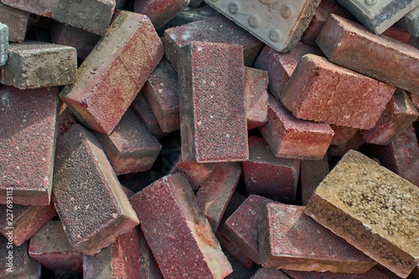 Obraz Heap of red bricks, background, pattern