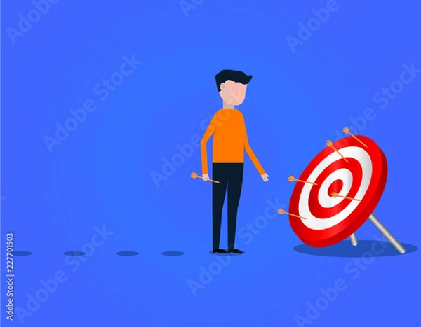 Fototapeta Businessman aiming the target