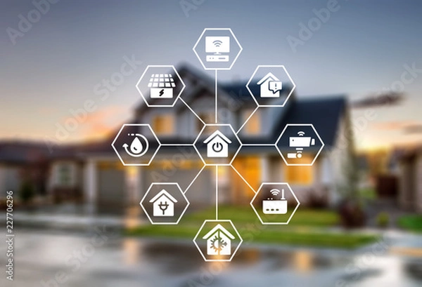 Fototapeta Remote home control/
 Smart home control on tablet.