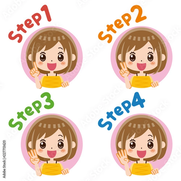 Fototapeta 女性　ステップ　アイコン