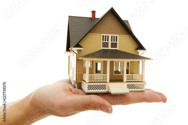 Obraz house in hand isolated on white