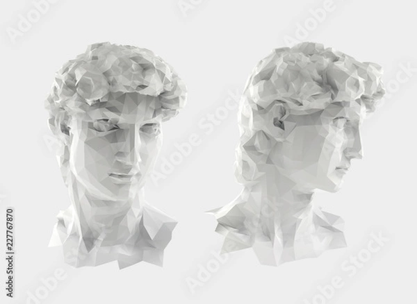 Fototapeta David Sculpture Head Vector 3D Rendering