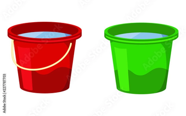 Fototapeta Bucket of water. Vector illustration on white background.