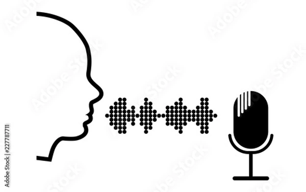Fototapeta Voice recognition. Microphone. Artificial intelligence. Vector illustration.