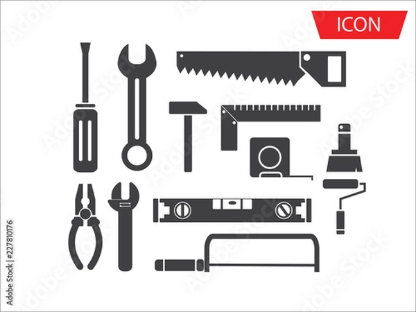 Obraz Tools icon set vector isolated on white background.