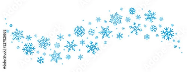 Fototapeta Blue snowflakes border