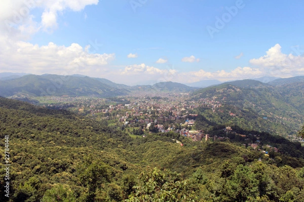 Fototapeta The view of Kathmandu Valley as seen from Dhulikhel after a short hike