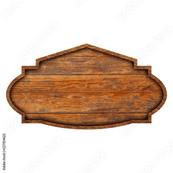 Fototapeta Wooden sign boards isolated on white background with objects clipping path for design work
