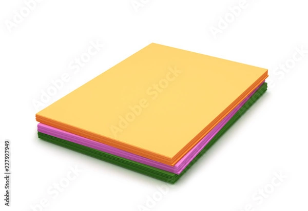 Fototapeta стек цветной бумаги. 3d иллюстрации