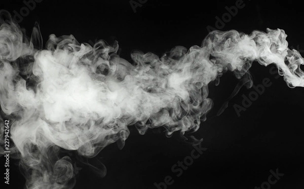 Obraz white smoke cloud on black background
