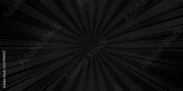 Fototapeta Comics rays background with halftones. Vector summer backdrop illustrations