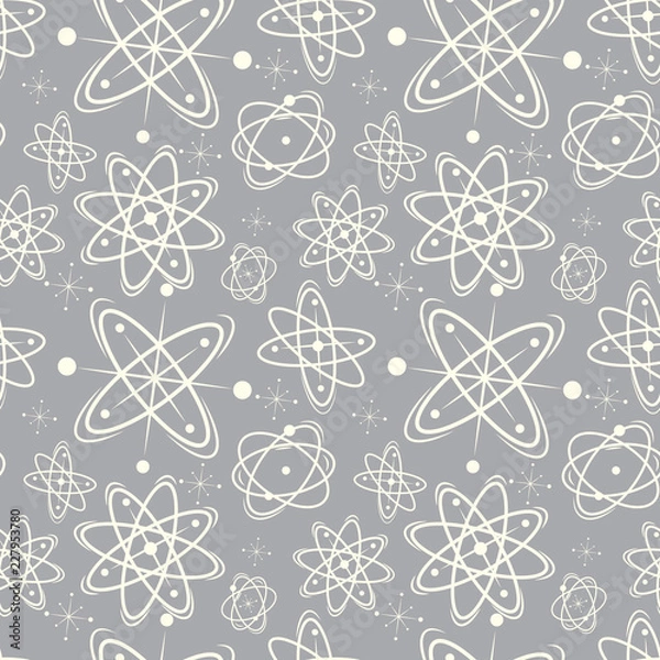 Obraz Atomic mid century seamless pattern. Vector illustration. 